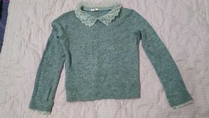 Grey Lace Collar Sweater