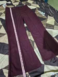Flared Burgundy Pants For Women