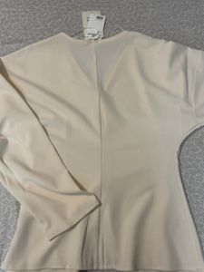Cream V-Neck Button-Up Top