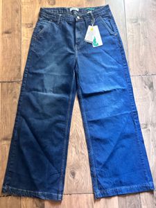 GLITCHEZ Wide Leg Blue Denim Jeans