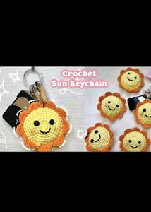 Crochet Chick or Sun keychain