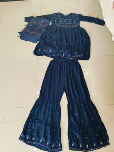 Elegant Navy Blue Kurta Set with Dupatta