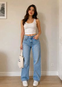 Light Wash Straight Leg Jeans