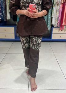 Brown Embroidered Kurta Set