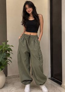 Olive Green Cargo Baggy Pants