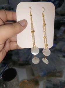 handcrafted Gold Tone Shell Drop Earrings