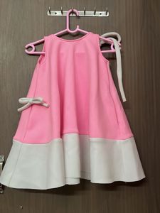 branded Cute Pink &amp; White Dress fully flare for 7-