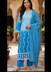 Blue Ombre Embroidered Kurta Set