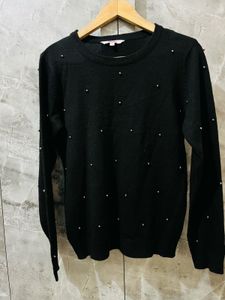 Chic Embellished Black Sweater