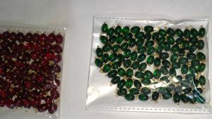Green Beaded glass Charms for Jewelry 100pi