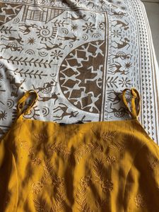 Mustard Embroidered Peplum Top