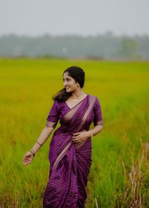 💜Elegant Violet Saree and Blouse
