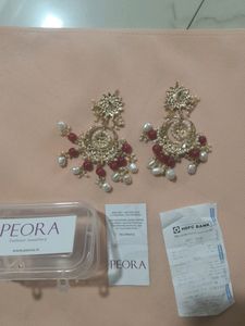 Peora Red White Danglers