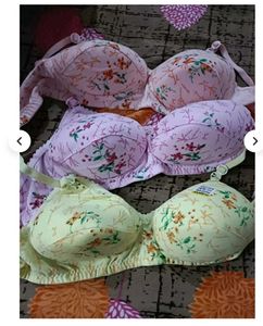 3 Floral Print Bras Set