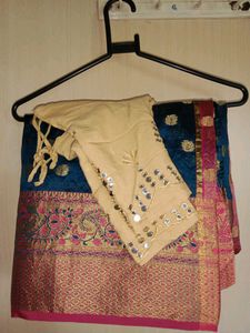 Like New Saree And Mirror Work Blouse