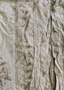 Embroidered Beige Kurta