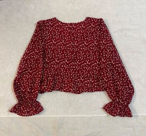 Flared Sleeves Floral Print Top For Women