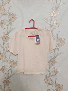 Cream Cropped T-Shirt