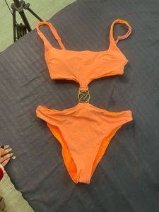 Chic Orange One-Piece Swimsuit