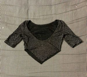 Sparkly Black V-Neck Top