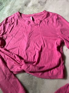 ONLY Pink Long Sleeve Twist Front Top
