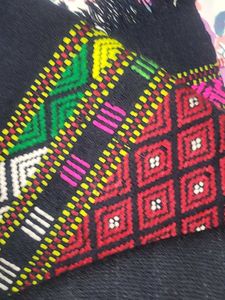 Tribal handwoven shawl with geometric desig