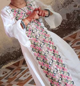 Girls' White Embroidered Suit