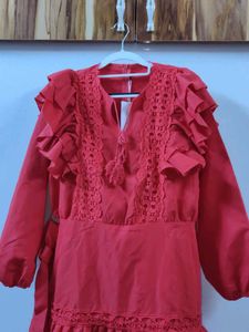 URBANIC -  Red Ruffled Dress