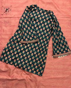 Green Floral Print Kurta