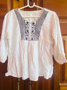 White Embroidered Kurta Top