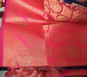 Elegant Blue &amp; Red Silk Saree