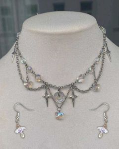Pretty Beaded Layered Necklace + Earring Set