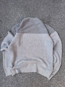 Grey Colorblock Knit Sweater