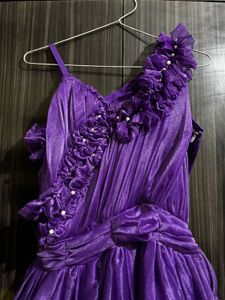 Stunning Handcrafted Purple Ruffled Party Dress