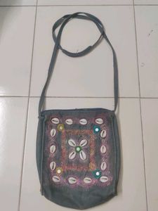 Boho Shell Embellished Denim Bag