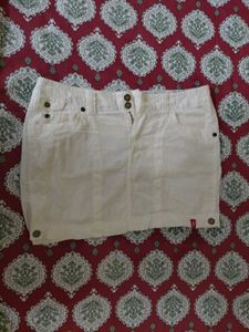White Denim Mini Skirt