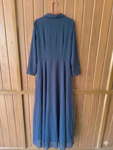 Elegant Navy Blue Sequined Gown