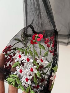Embroidered Floral Sheer Mesh Top