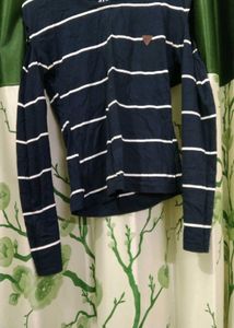 Striped Long  cold shoulder Sleeve T-Shirt