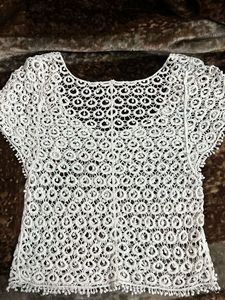 Elegant White Crochet Top