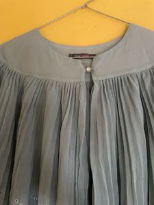 Boho Blue Pleated Layered shrug  Blouse