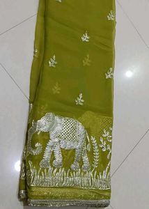 Stunning Elephant Embroidered Saree