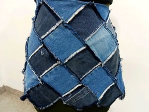 Denim Patchwork Mini Skirt