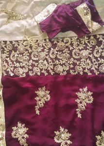 Gorgeous Maroon & Gold Embroidered Saree