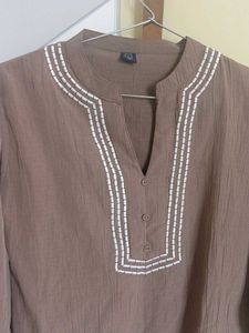 Embroidered V-Neck Tunic Top