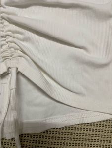 White Cinched Front Top