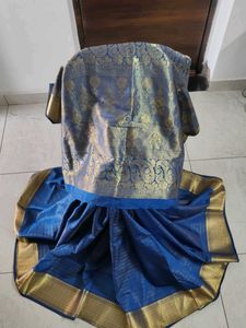 Elegant Blue &amp; Gold Saree