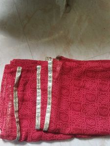 Red Ethnic Dupatta with Gold Border