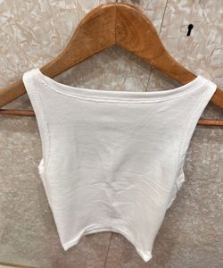 White Square Neck Crop Top