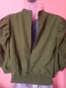 Crop Top With Puff Sleeves